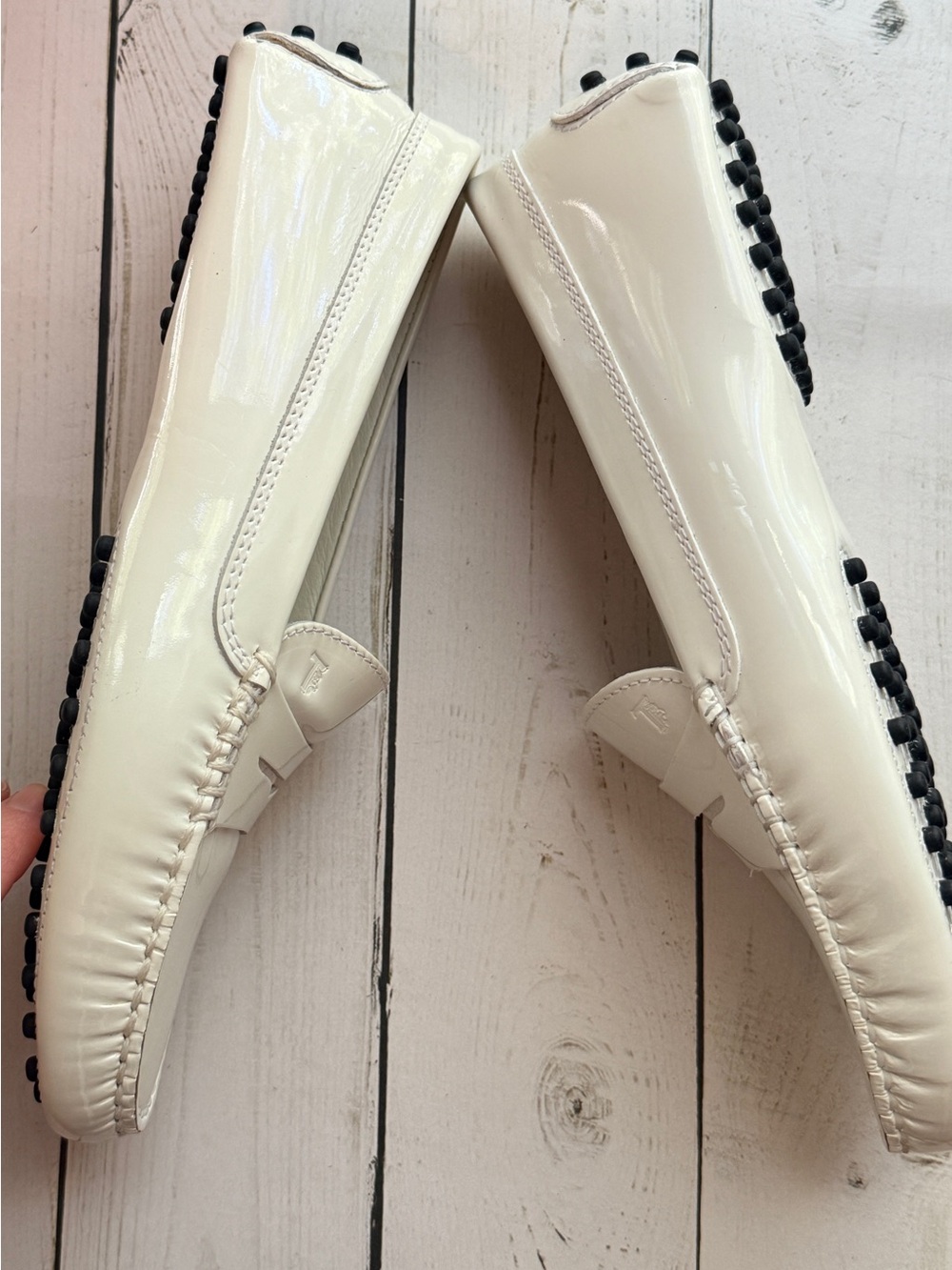 Tod's | City Gommino White Patent Leather Loafers - Picture 6 of 14